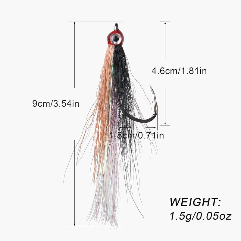 SILANON Clouser Minnow Fishing Flies Streamer Fly Fishing Lure Saltwater Striped Bass Flies Fishing Bucktail Teaser Hook Lures for Flounder Saltwater Freshwater Fishing - Image 3